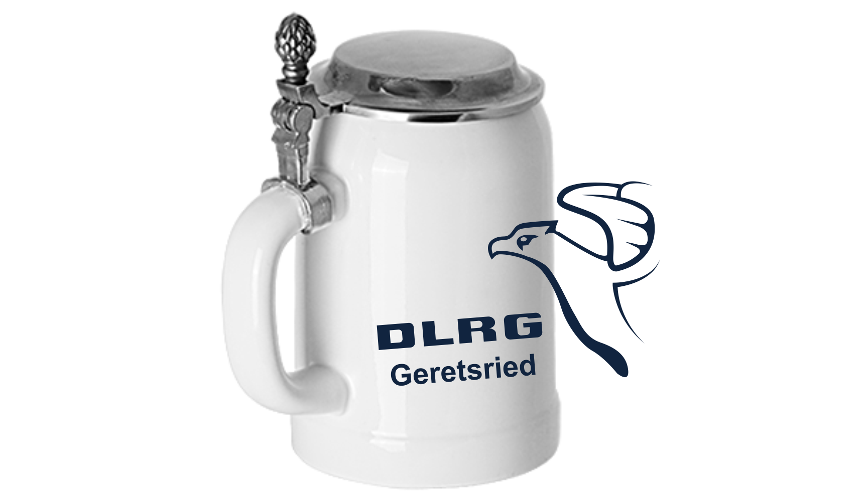 DLRG Geretsried Bierkrug mit Zinndeckel  