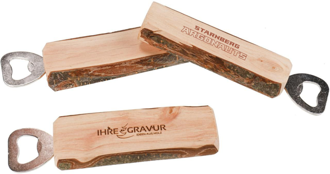 Starnberg Argonauts Holz Flaschenöffner mit Rinde 