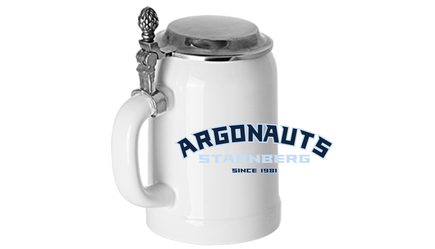 Starnberg Argonauts Bierkrug mit Zinndeckel   