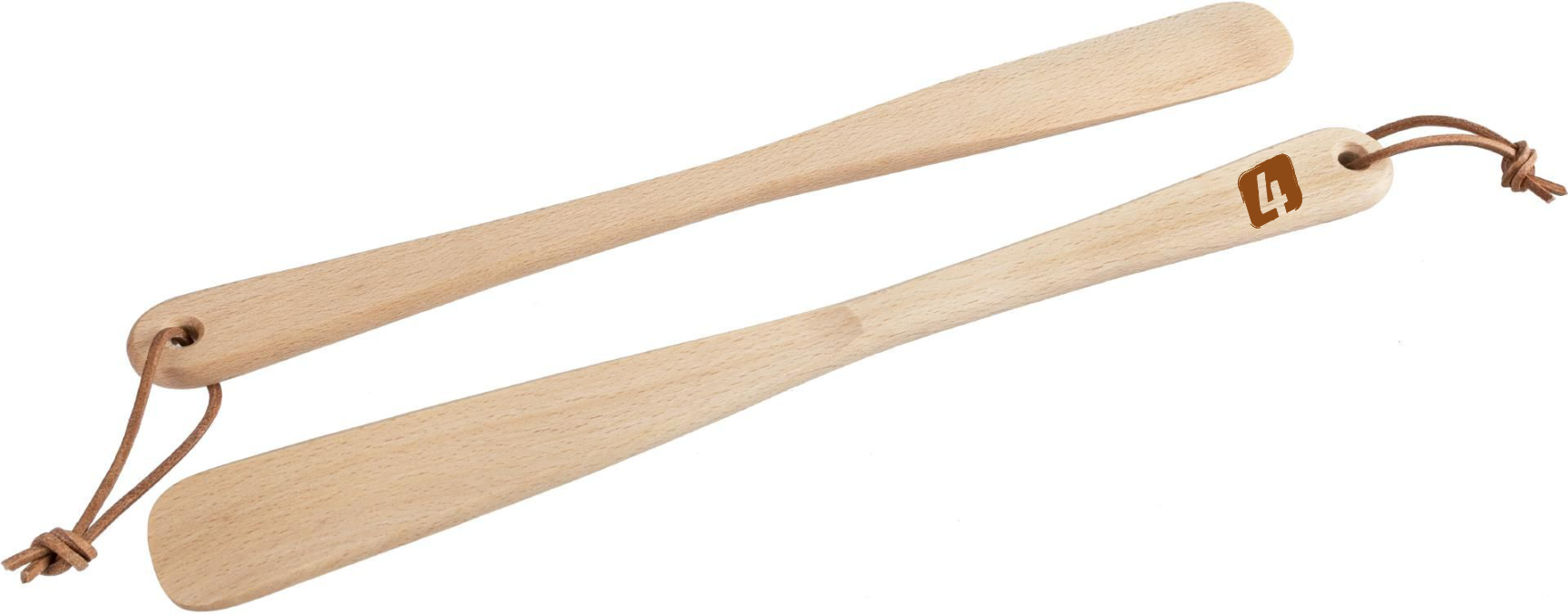 Der Merch4teams Holz Schuhlöffel mit Lederband  