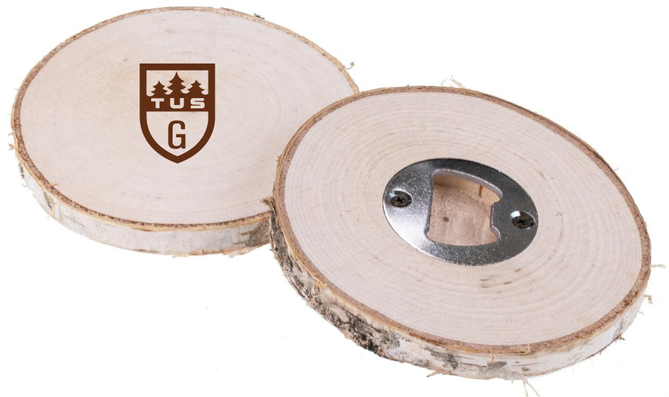 Tus_Geretsried Holz Untersetzer mit Flaschenöffner 